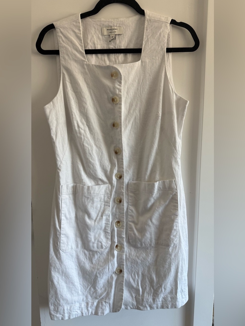 Banana Republic White Button-Front Sleeveless Mini Dress